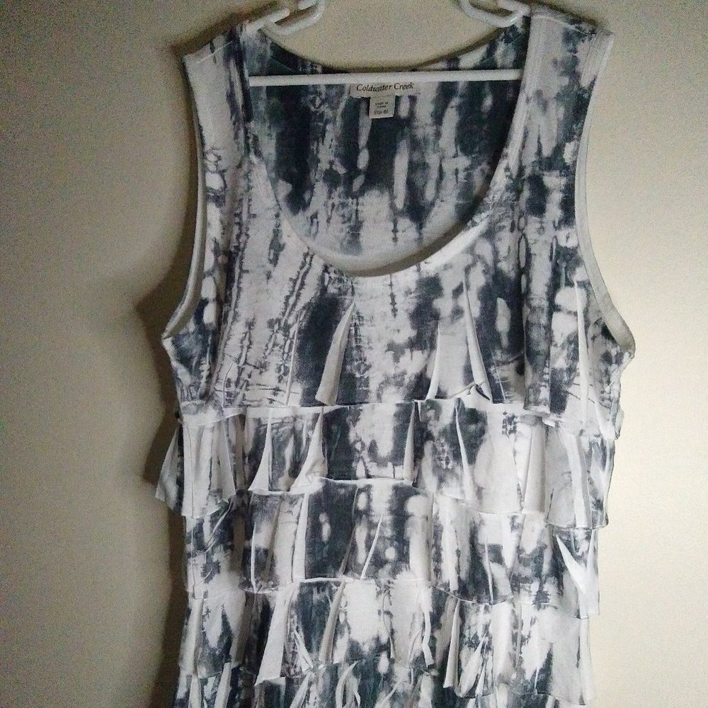 Coldwater Creek Ruffle Tank Top, Splatter print
